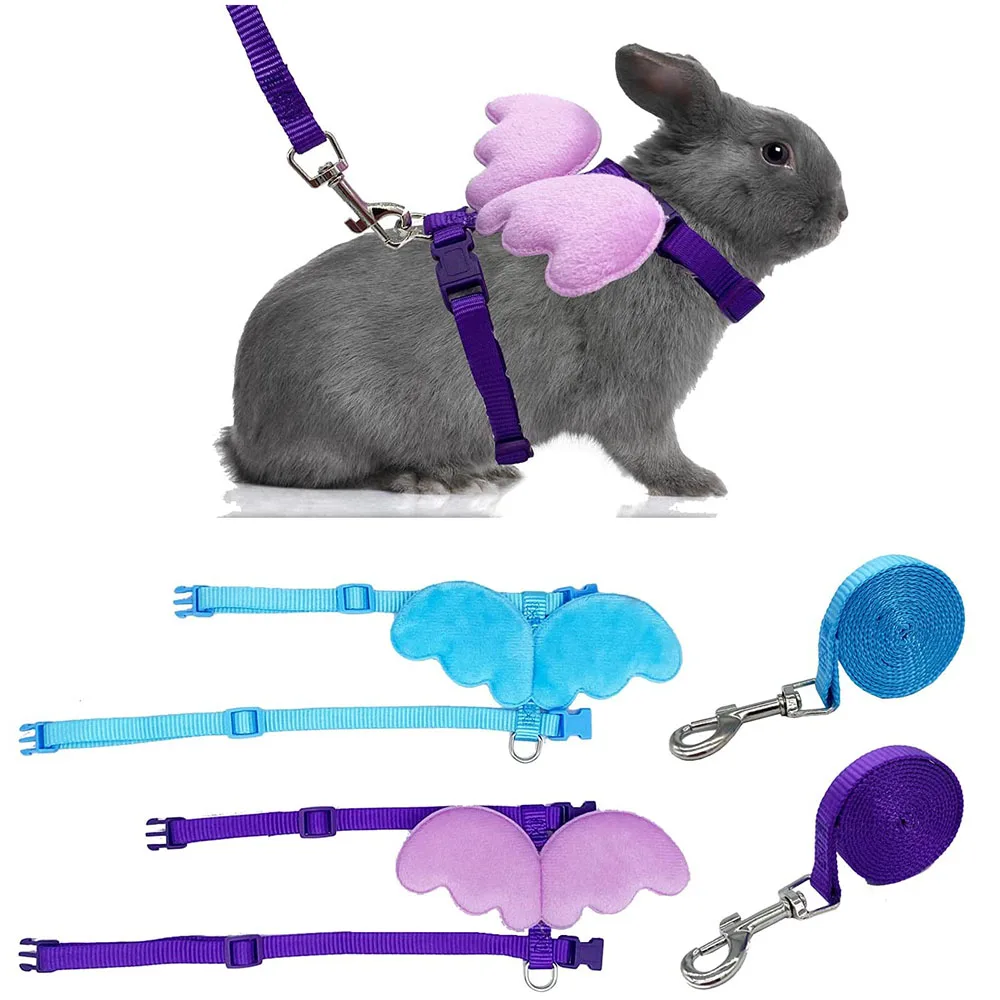 Cute Rabbit Harness and Leash Set Adjustable Bunny Vest Dress with Lead for Ferret Guinea Pig Kitten Small Animals Pet Supplies