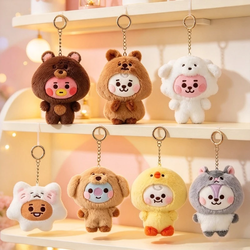 Fashion New B T 21 Plush Toy Korean Trend COOKY SHOOKY Cross Dressing Plush Toy Backpack Keychain Accessories Gift for Friends