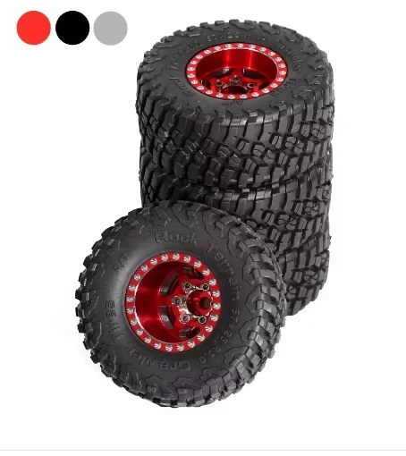 

4pcs 57mm 1.0" Metal Beadlock Wheel Tire Set For 1/18 1/24 RC Crawler Car TRX4M SCX24 AX24 FCX24 Upgrade Parts Accessories