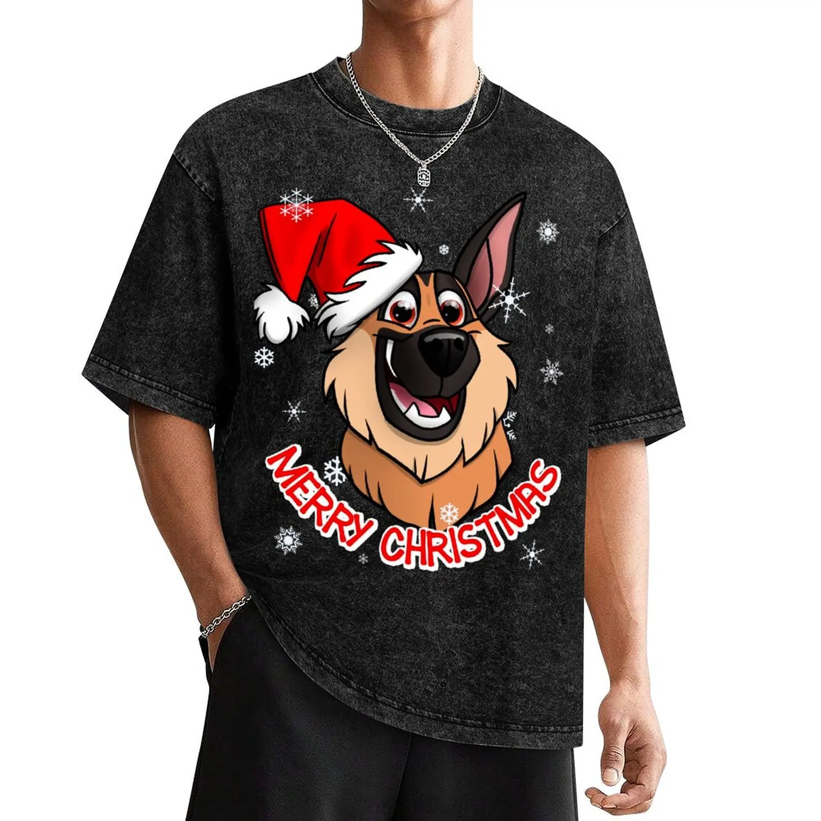 Merry Christmas German Shepherd T-Shirt cute tops anime t shirts cheap stuff shirts men