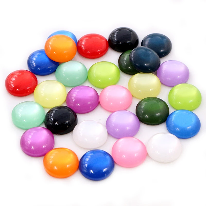 New Fashion 40pcs 8 10 12mm Mix Colors Cat's eye Series Flat back Resin Cabochons Jewelry Accessories Wholesale Supplies