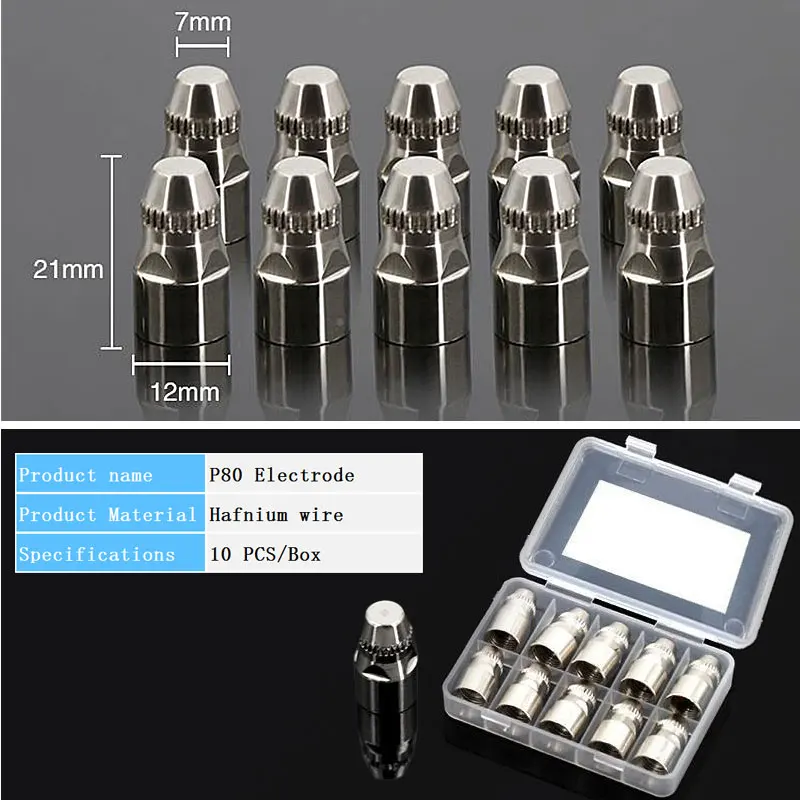 20 stücke P80 Plasma Schneiden Taschenlampen Verbrauchs Schneiden 60A 80A 100A P80 CNC Plasma Taschenlampe Spitze Schweißen Düsen Ersatz düse – Detail 4