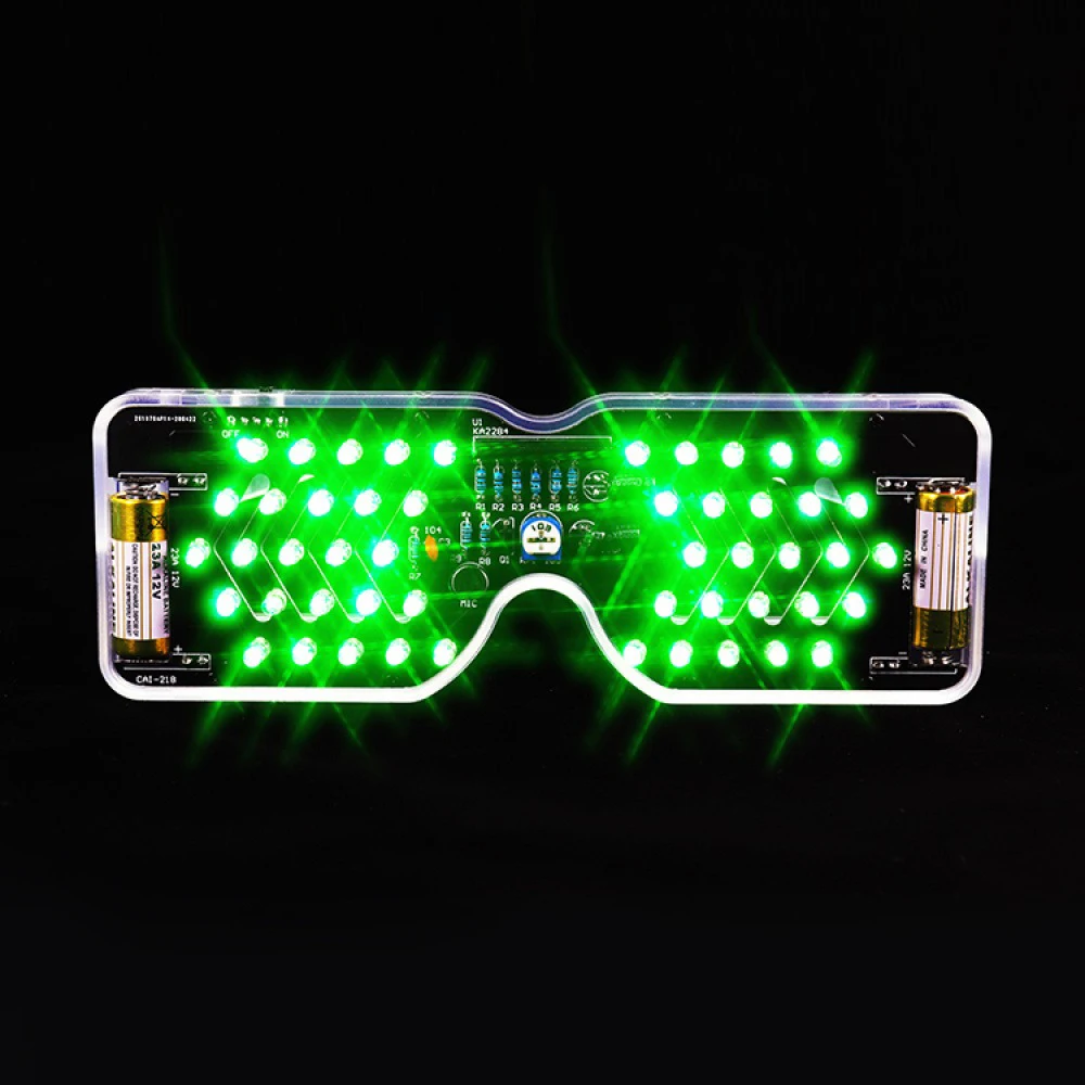 صوت المنشط LED الباعثة للضوء النظارات صنع عدة صمام ثنائي باعث للضوء ضوء وماض لتقوم بها بنفسك مجموعة لحام الجمعية الإلكترونية