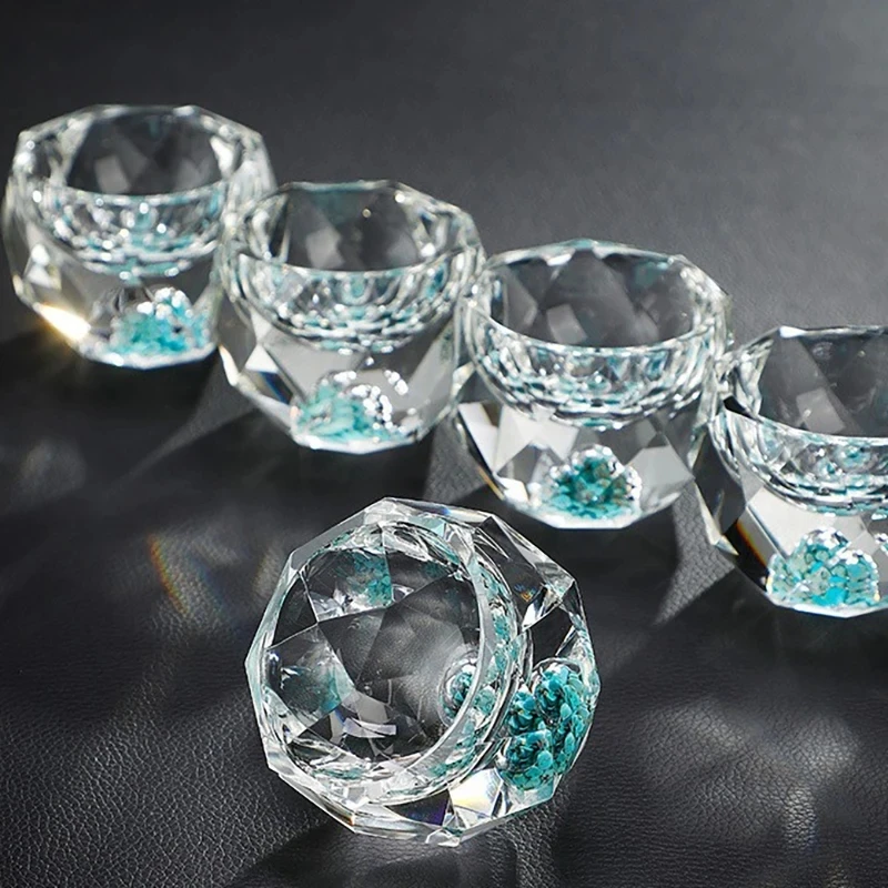 6pcs Set Diamond Cutting Crystal Liquor Glasses Vodka Shot Glass Wine Glasses Whiskey Glass Spirits Sake Soju Brandy Tea Cup