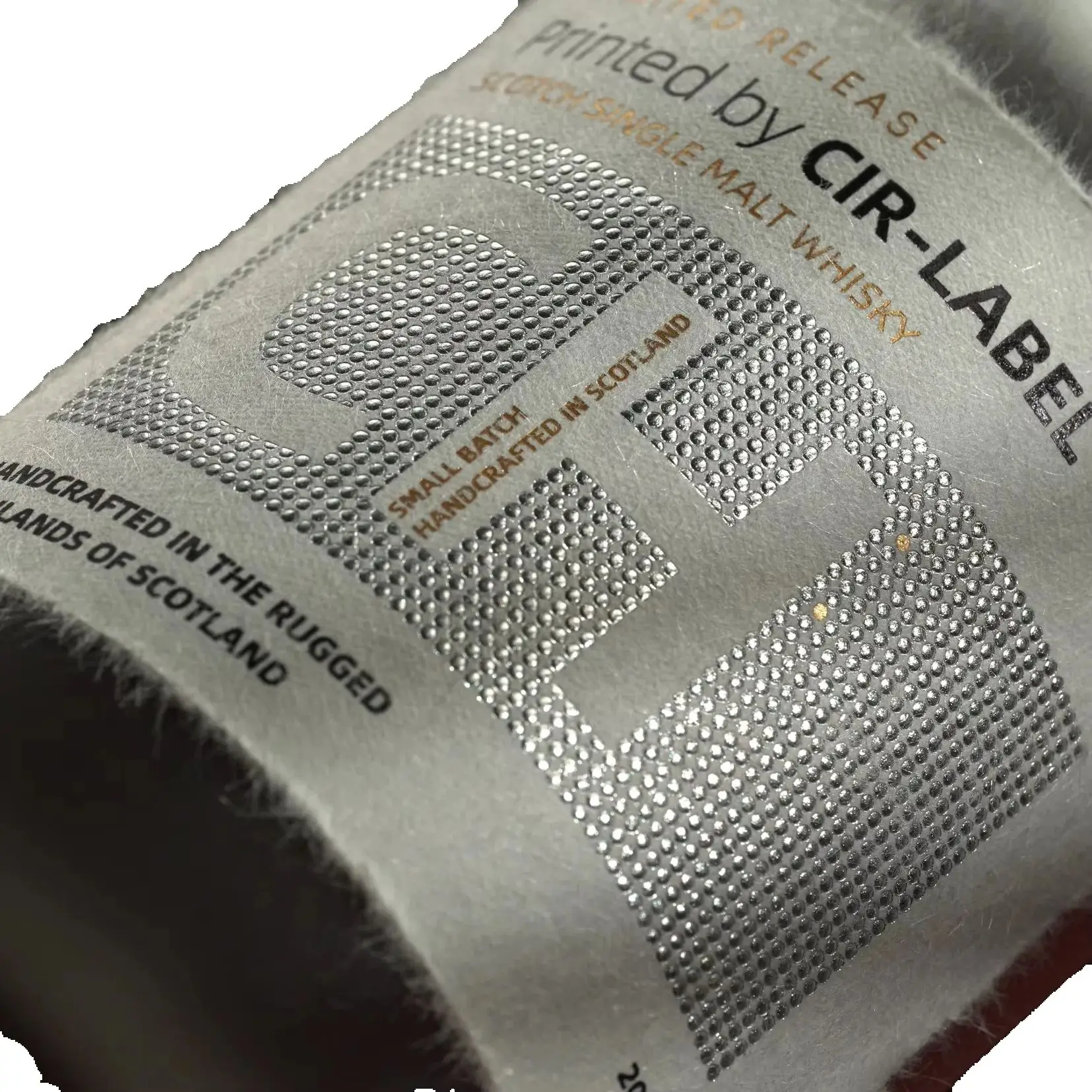 Custom Whisky Labels｜Metallic Micro Foil｜Japanese Textured Deckle-Edge Paper