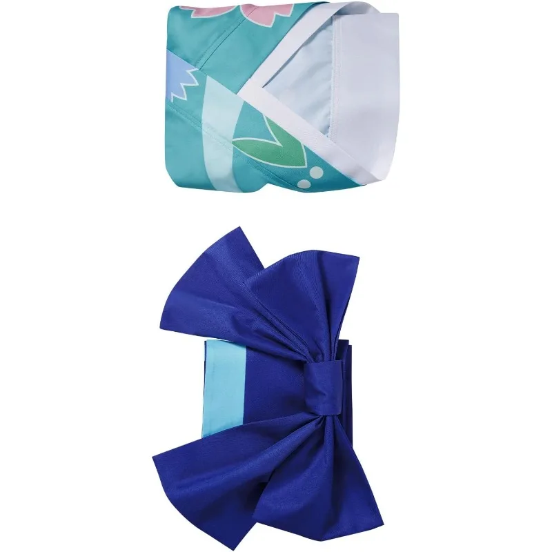 Anime Hashibira Inosuke Cosplay Patterned Blue Kimono Belt Outfit Adult Costume Japanese Uniform Halloween for Women view 6