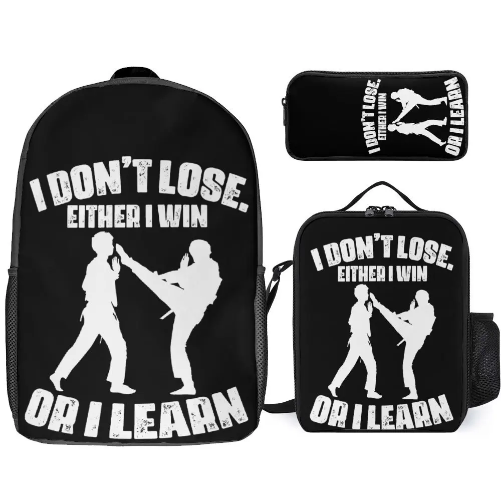 

Funny Taekwondo Training Lesson For A Martial Arti Lasting Snug Knapsack 3 in 1 Set 17 Inch Backpack Lunch Bag Pen Bag Summer Ca