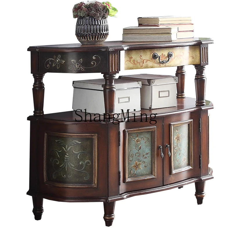 

ZYY classical painted villa solid wood small apartment cabinet Xuanguantai corner dining side cabinet