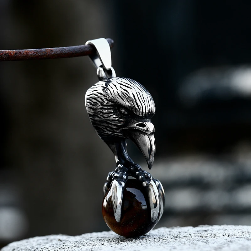 BEIER 2022 New Creative Design Stainless Steel Crow Paw Eagle Claw Pendant Charm Choker Accessories With Colorful Stones