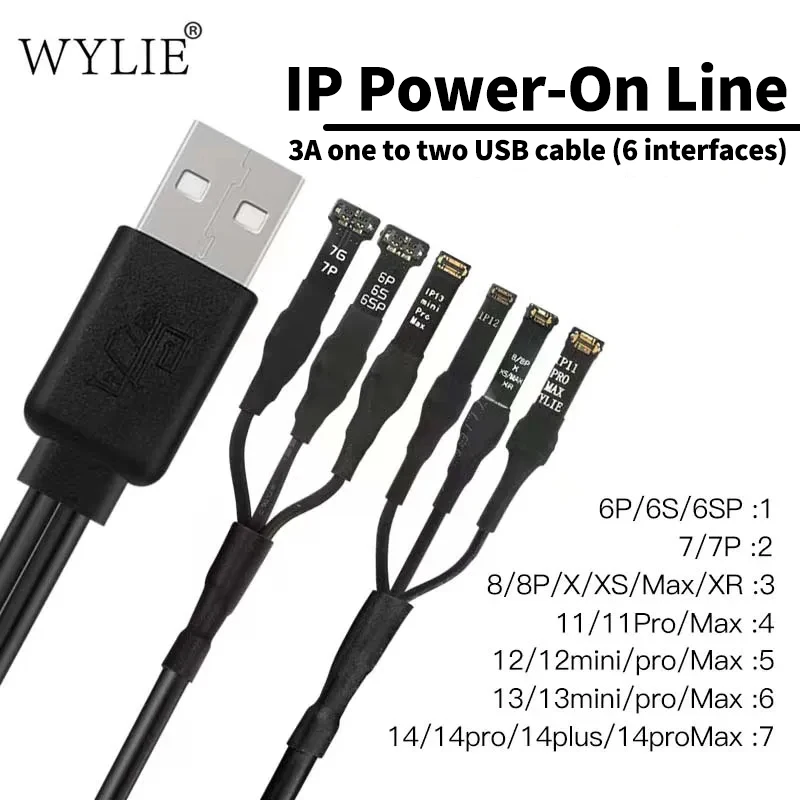 

WYLIE iPhone кабель питания 3A один-два USB-кабеля (6 портов) 6G - 14 Pro макс. стандарт ремонт специальный кабель питания