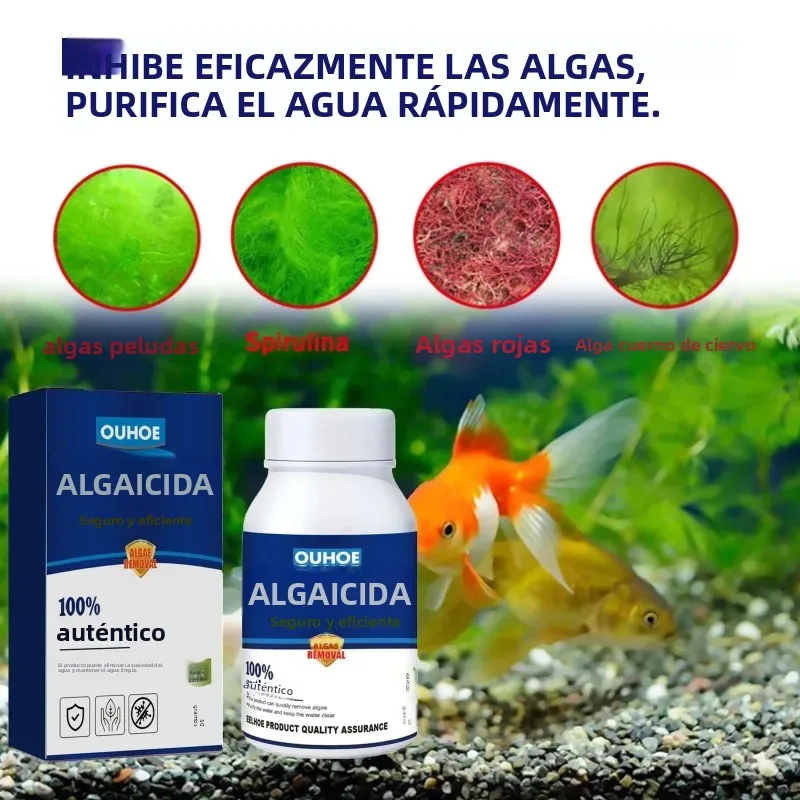 Imagen 3: Algaecida de Alta Eficiencia de 50g para Acuarios y Estanques, Control de Algas y Musgo, Reduce el Agua Verde, Purifica el Agua