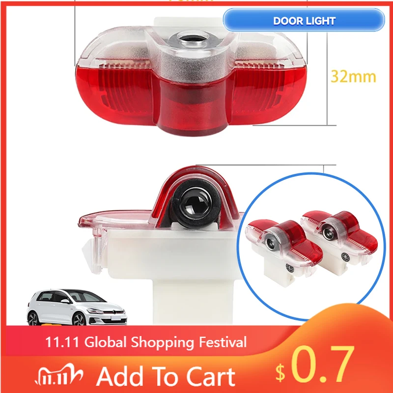 

For Volkswagen VW Interior Stickers 2X NEW LED Car Door Welcome Ghost Shadow Warning Light Accessories For VW Golf 3 4 Mk3 Mk4 J