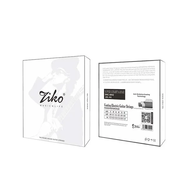 ZIKO elektrische gitaarsnaren, met nikkelwikkel, zeshoekige kern van een speciale legering, set gitaarsnaren voor gebruik op het podium, in de studio en voor gitaarlessen. 