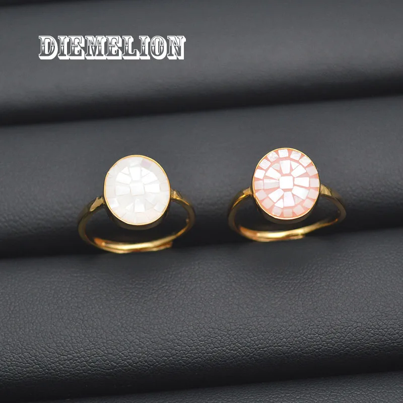 

925 Sterling Silver Simple Oval White/Pink Natural MOP Shell Adjustable Rings Elegant Wedding Bride Jewelry Gifts for Women