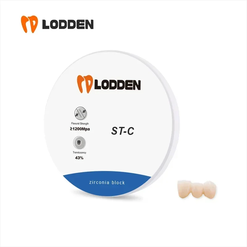 Lodden Dental Lab Zirconia Block ST-C 98mm Transparency43% Strength 1200 Block Vita 16 Colors Dental Cad Cam Dental Materials