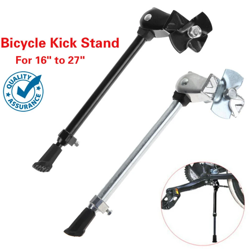 Bike Kick Stand ciclo regolabile piede in lega Heavy Duty Prop bicicletta montagne sport nero argento