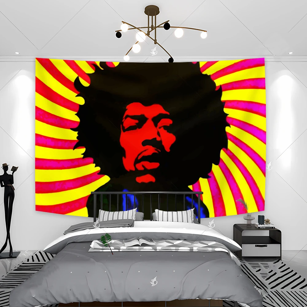 Jimis Hendrixs Live On Stage Tapestry Decorative Painting Canvas Poster Wall Art Living Room Posters Bedroom Painting