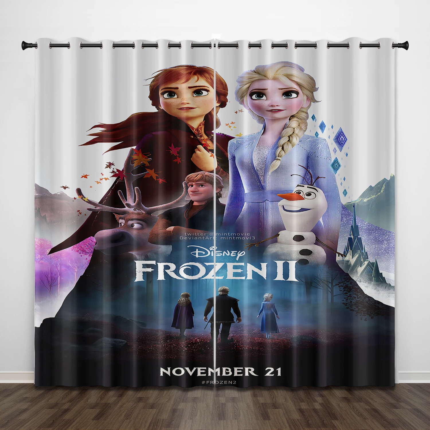 

Frozen Princess Elsa 100% Polyester Anime Curtains For Living Room Living Room Bedroom Blackout Curtains Home Decor