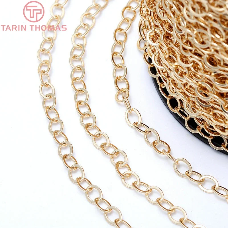 (4251)1Meter Kettenglied 4x4,8mm 24 Karat Gold Farbe Messing ketten für Halskette Armband Oberschenkel Qualität DIY Schmuck Ergebnisse Zubehör