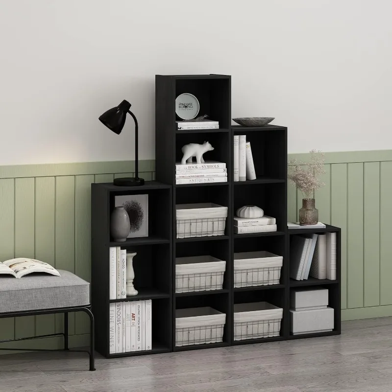 Luder Bookcase / Book / Storage, 4-Tier Cube, Blackwood