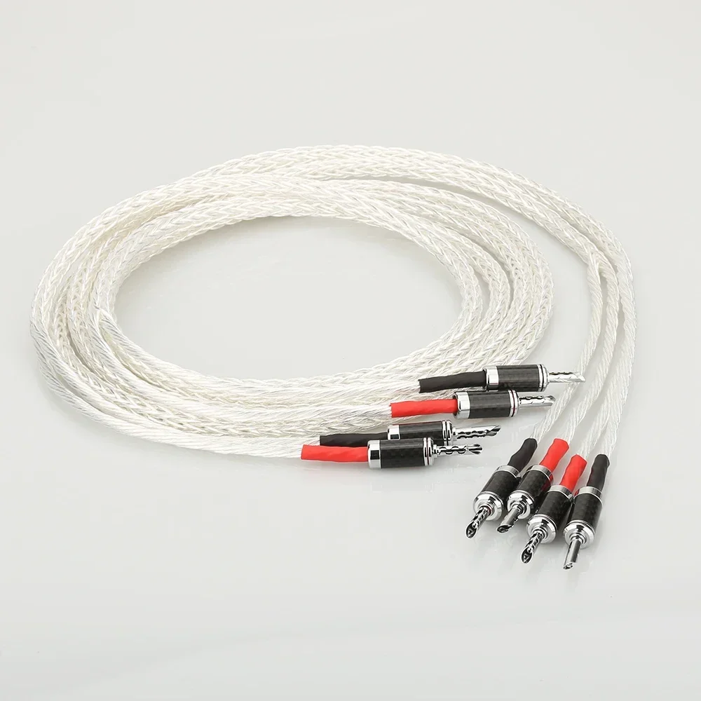 

Pair 8N Single Crystal Silver Plated Twisted Speaker Cable for HiFi Amplifier Speaker Audiophile Sound System