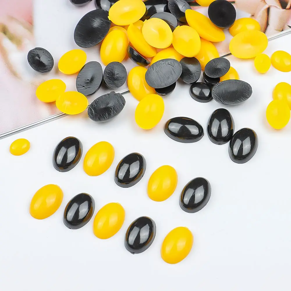 100Pcs Dolls Eyes Safety Flat Noses for Dolls Oval Safety Plastic Safety Noses Black/Yellow Handmade Plastic Safety Eyes Bear