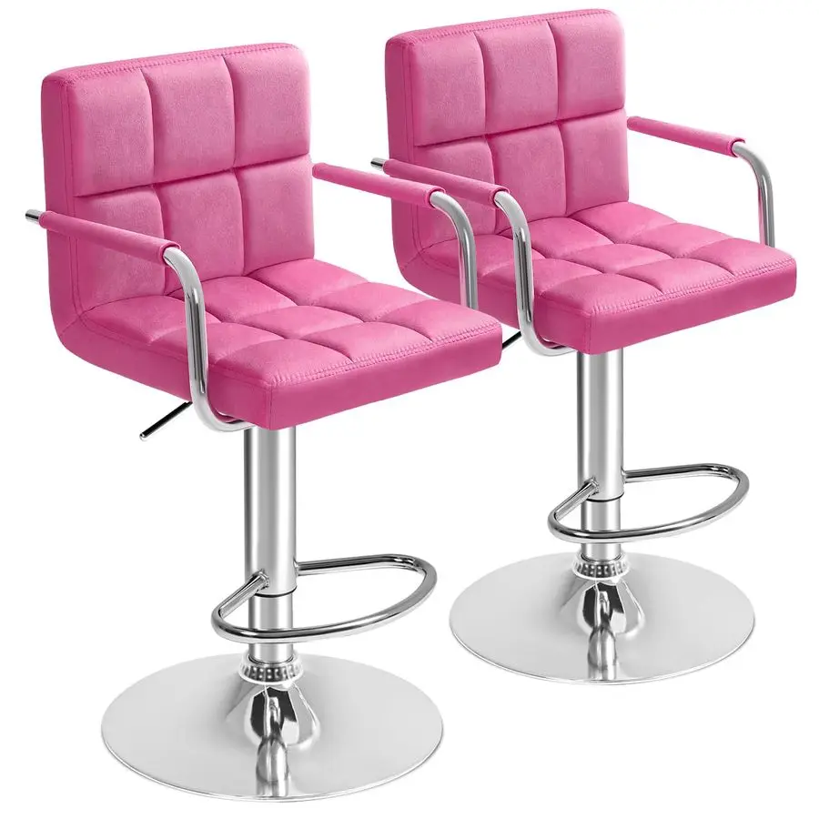 

Bar Stools with Armrest Modern Velvet Swivel Adjustable Hydraulic Bar Stool XLarge Base and Seat Square Counter Height Stool Set