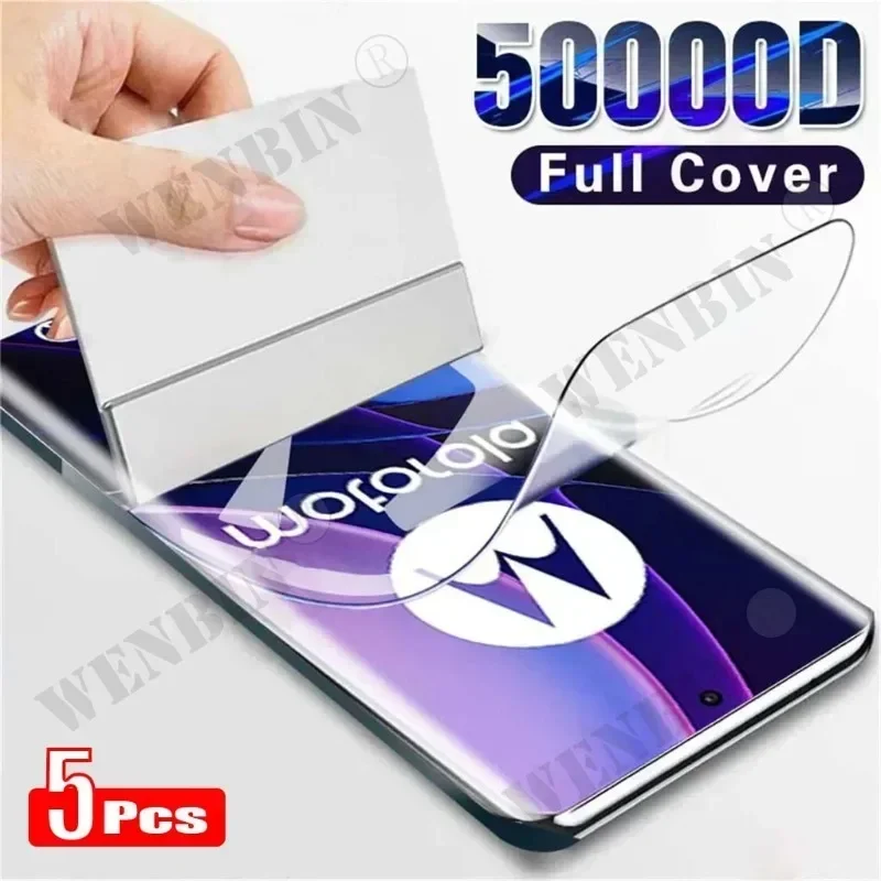 5 Pcs Hydrogel Film For Motorola Edge 50 40 Pro Neo G Stylus 5G 2024 G64 G24 Power G Play 2024 Full Cover Screen Protector