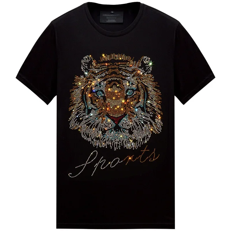 2024 Rhinestones T Shirts Men Clothing Summer Fashion Streetwear Slim Modal Cotton O Neck Short Sleeve T-shirts Plus Size 6XL