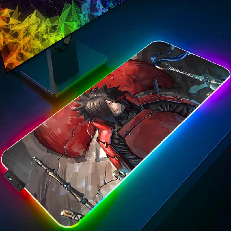 

Mouse Pad N-naruto Uchiha Madara RGB Gaming Accessories Gabinete Gamer Computer Desk Mat Backlight Keyboard Tablet Mousepad LED