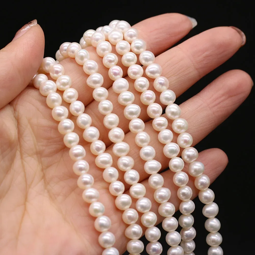 

6-7mm Real Natural Freshwater Pearl Beads Near Round Loose Spacer Beads for Jewelry Making DIY Nacklace Bracelet Supply