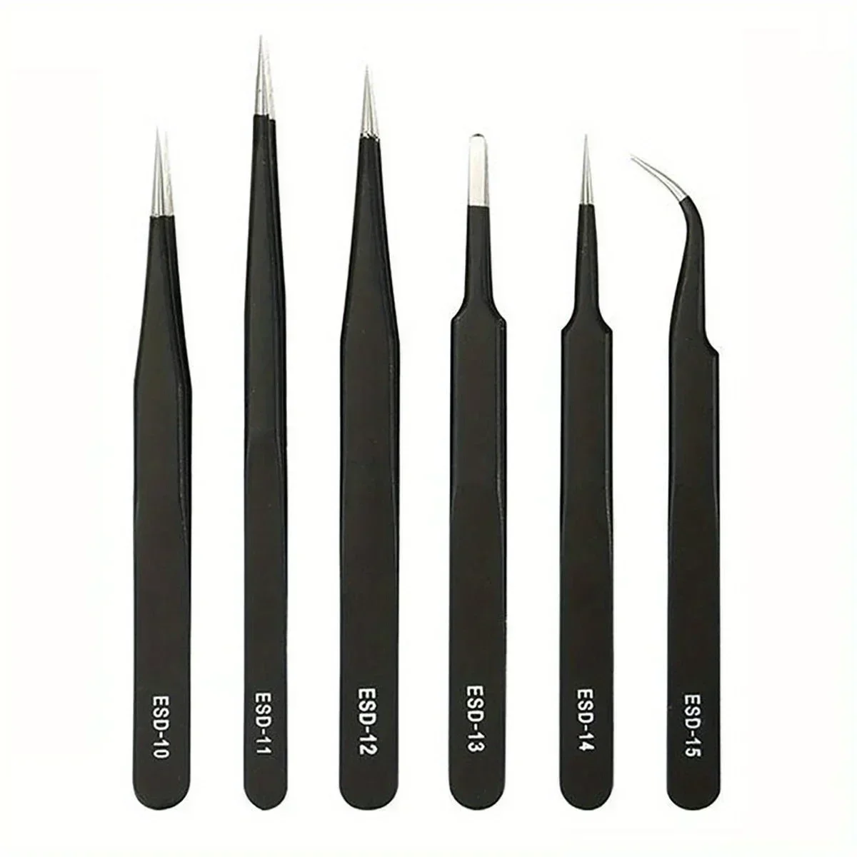 Precision ESD Anti-static Tweezers Set -6-pc Stainless Steel Tool For Electronic Repair And Process Modeling, Bending 2025