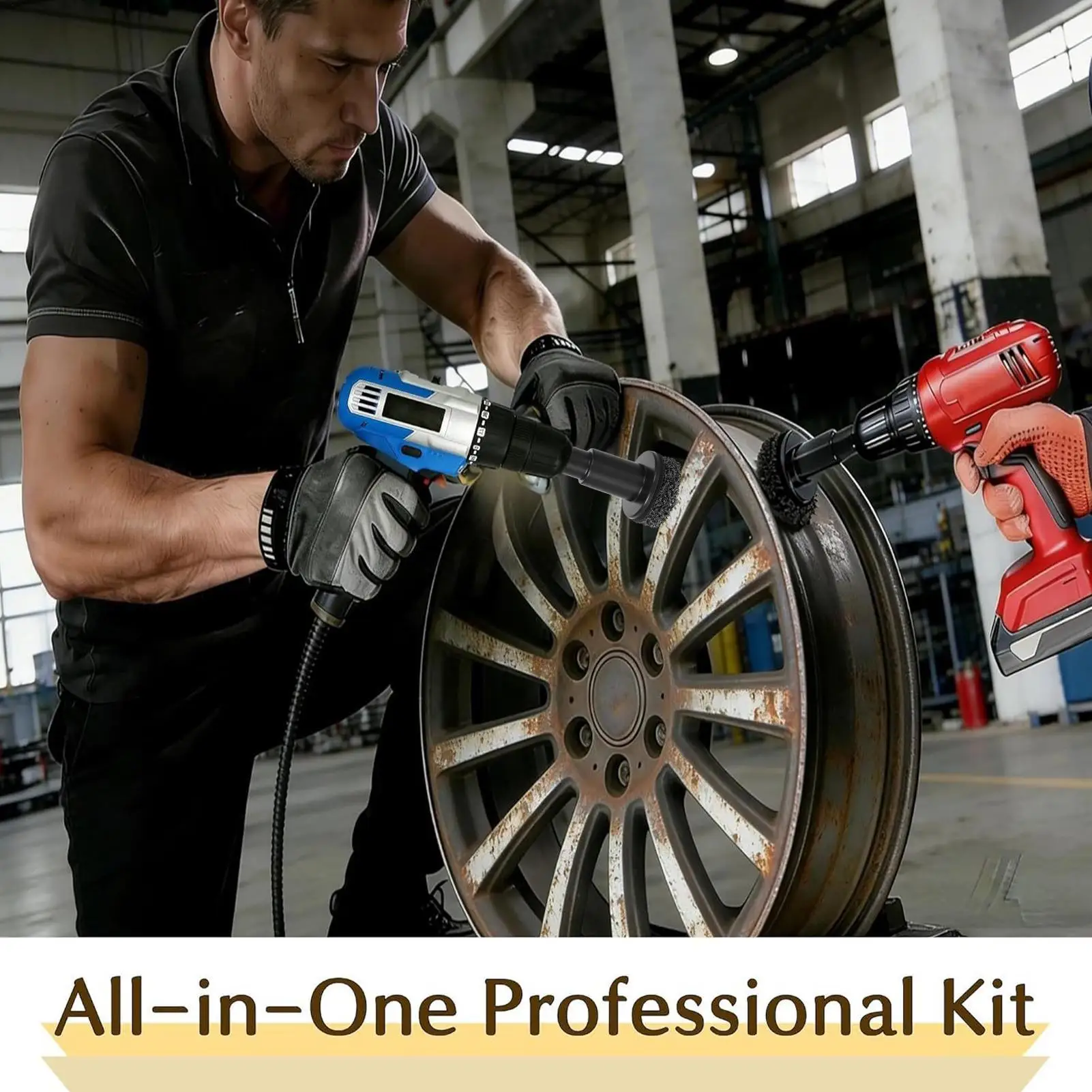 

Wheel Hub Cleaning Tool Lug Rotor Rust Removal Kit Lug Stud Cleaning Tool For Motorcycle Truck Trailer Vehicle Sedan Garage