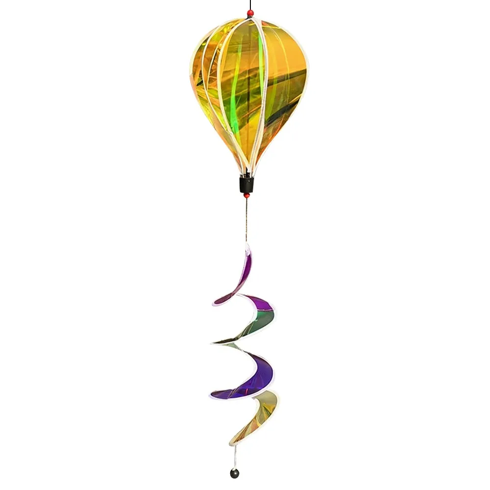 Giant Size Rainbow Hot Air Balloon Rotating Sequins 43.3inch Height Pinwheels Plastic Material 4X Balloon Whirligigs