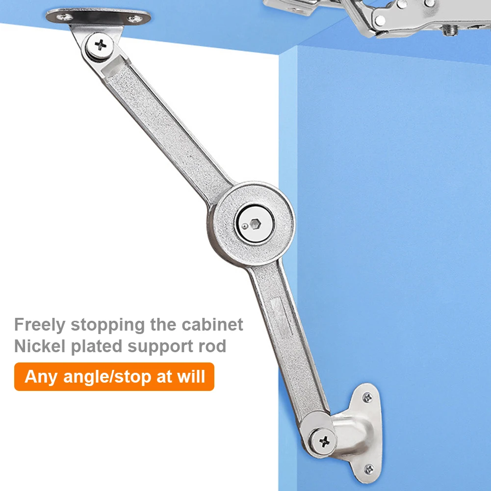 Support Hinge Lid Stay Folding Hinges Lid Stays with Soft Close Adjustable Stop in Any Position for Wardrobe Cabinets Door