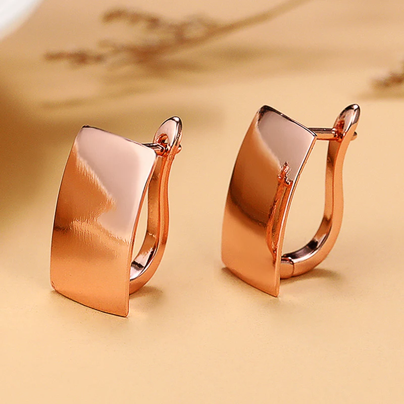 Huitan Square Earrings for Women Rose Gold Color Metallic Style OL Earrings Fashion Contracted Female Jewelry 2022 Drop Shipping