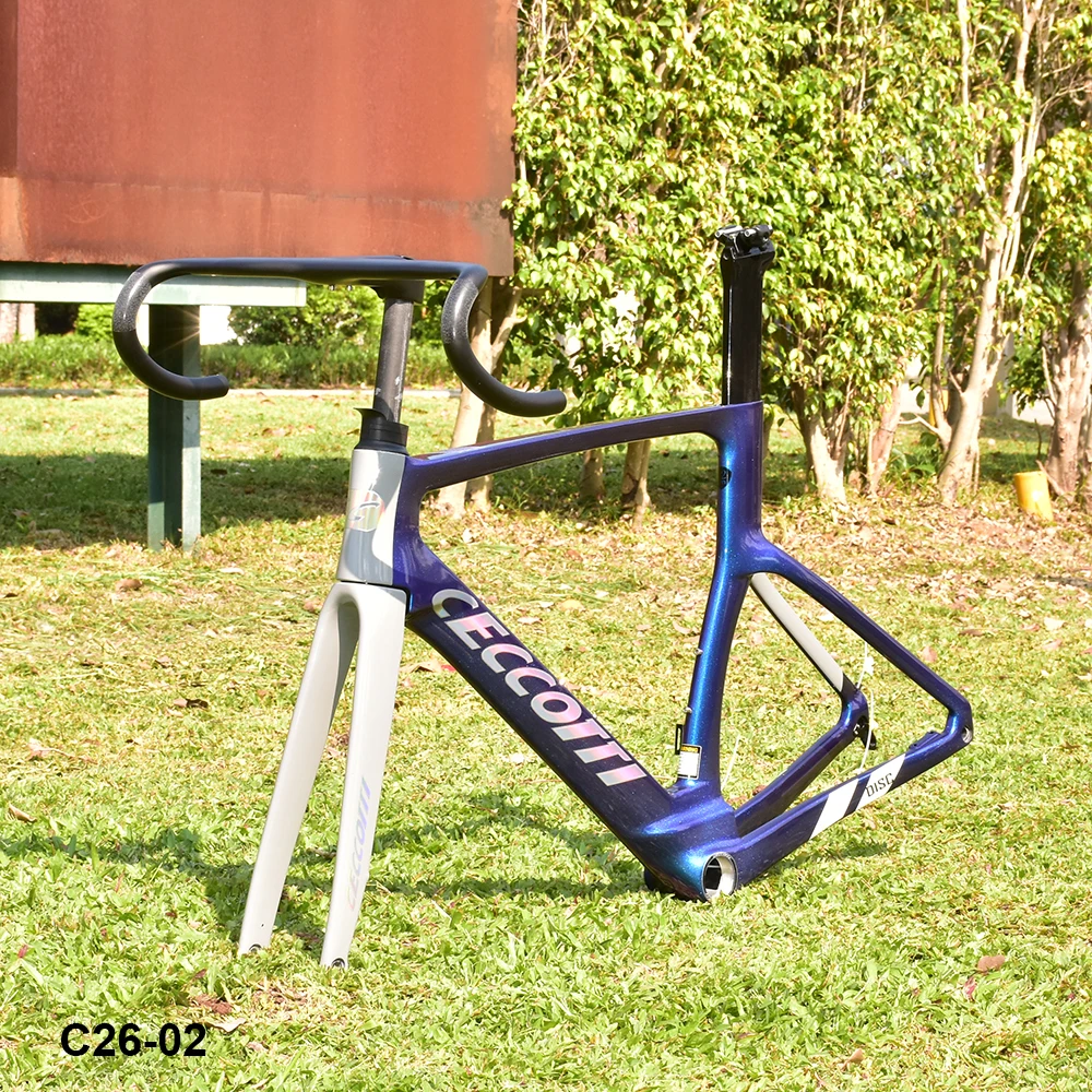 CECCOTTI-Carbon Frame with Disc Brake, Bicycle Frameset, Full Inner Cable, T47 BB Framework