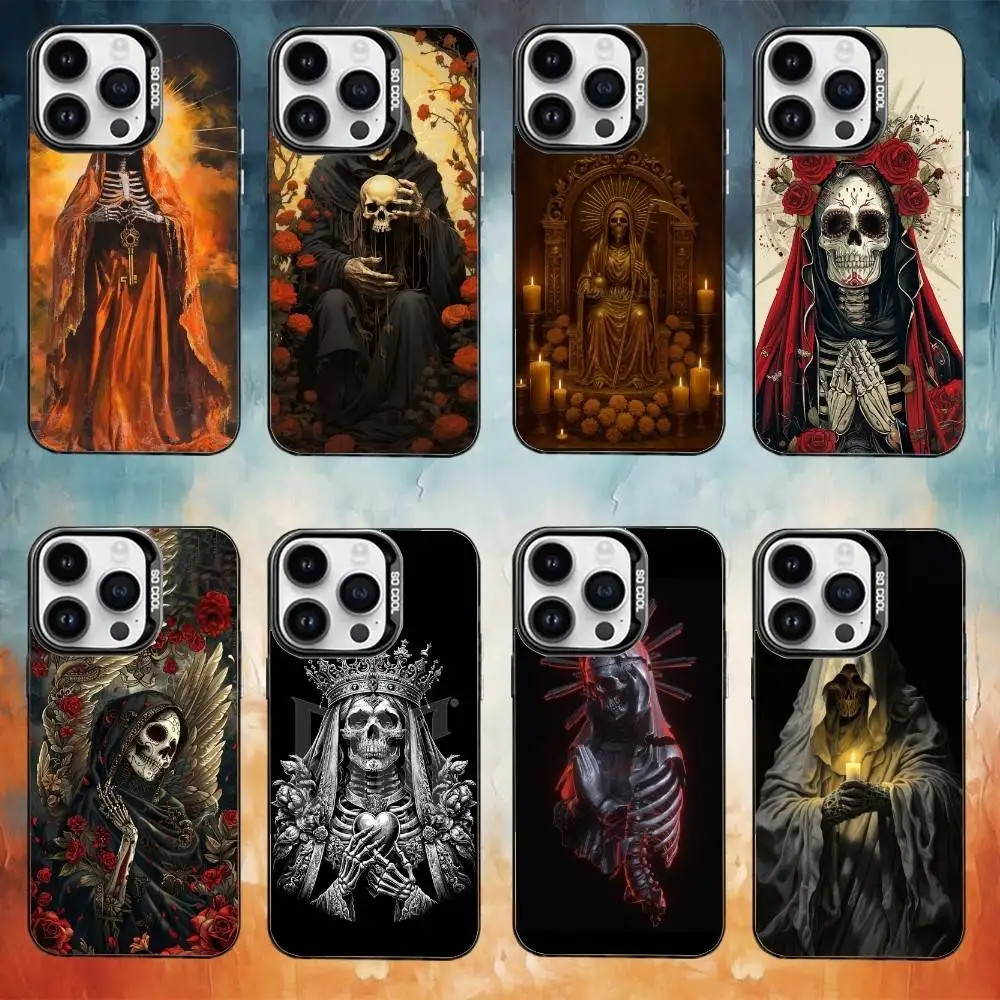 

Santa Muerte Phone Case For iPhone17,16,15,14,13,12,11 Plus,Pro Max Black Candy Matte Shockproof Cover