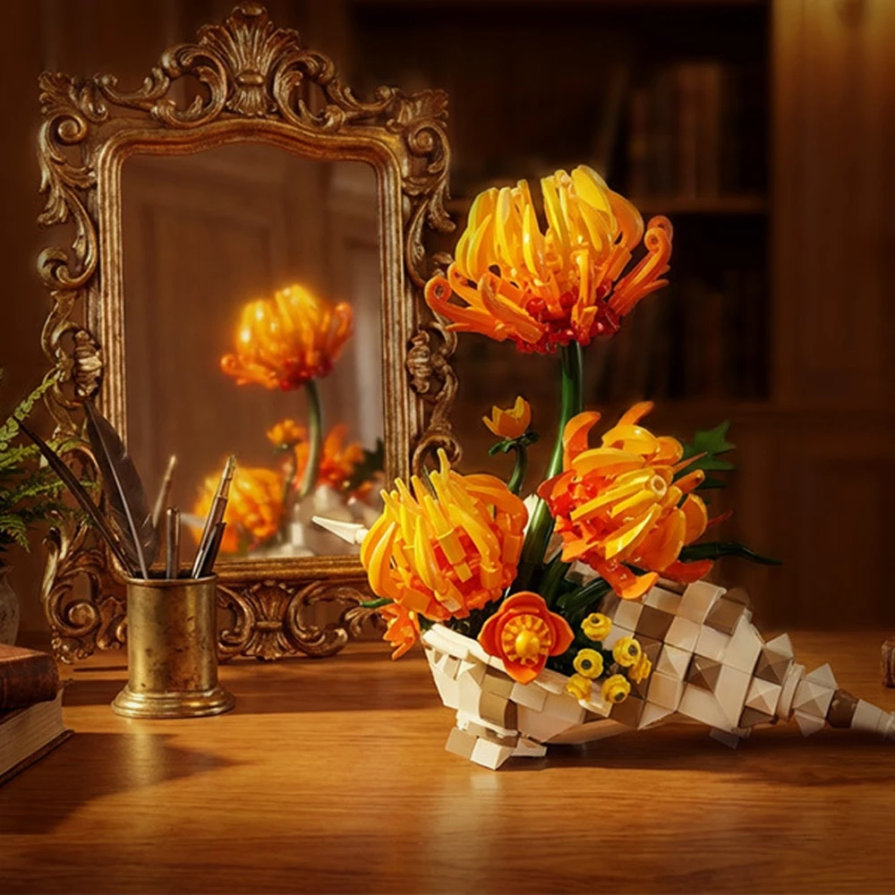 

Idea Romantic Flower Building Brick Gerbera Blooms Mini Block Construction Playsets Daisy Model Toys Collection For Girls Gifts