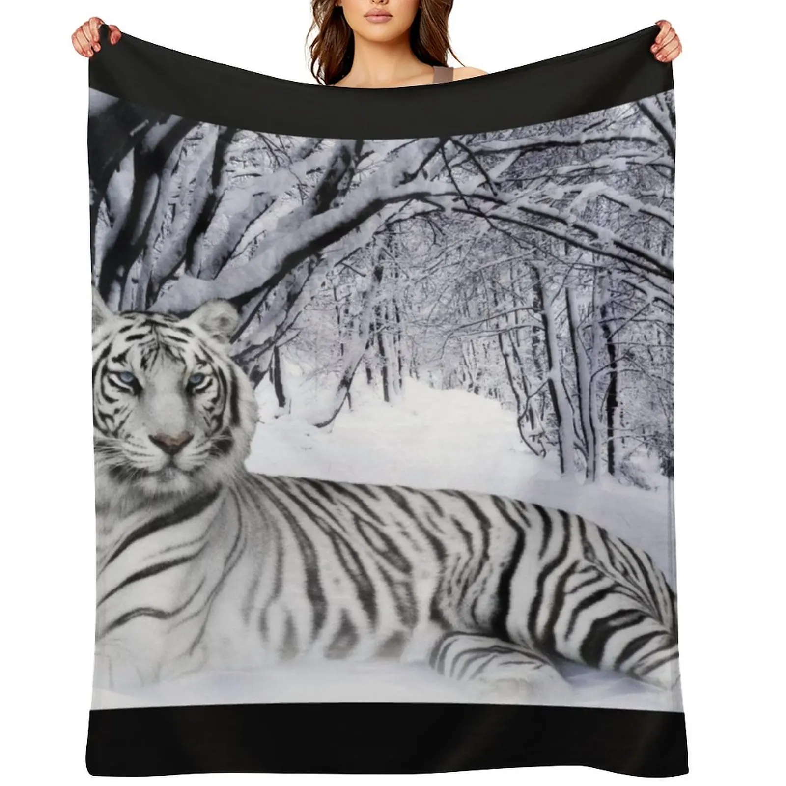

Snow Tiger - Beast Throw Blanket Beautifuls Plush Quilt Bed Fashionable Blankets