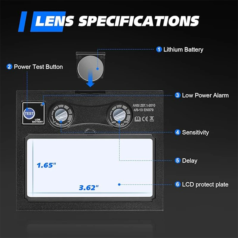 Solar True Color geschweißte Kopfmaske, 2 ARC-Sensoren, breiter Lampenschirm 9–13 für MIG WIG ARC