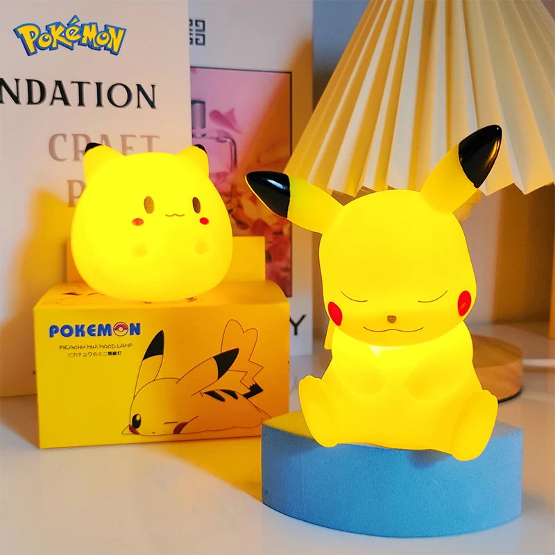 New Pokemon Pikachu Anime LED Light Cute Cartoon Pikachu Pocket Monster Bedside Lamp For Kids Bedrooms Ornaments Toys Boys Gifts