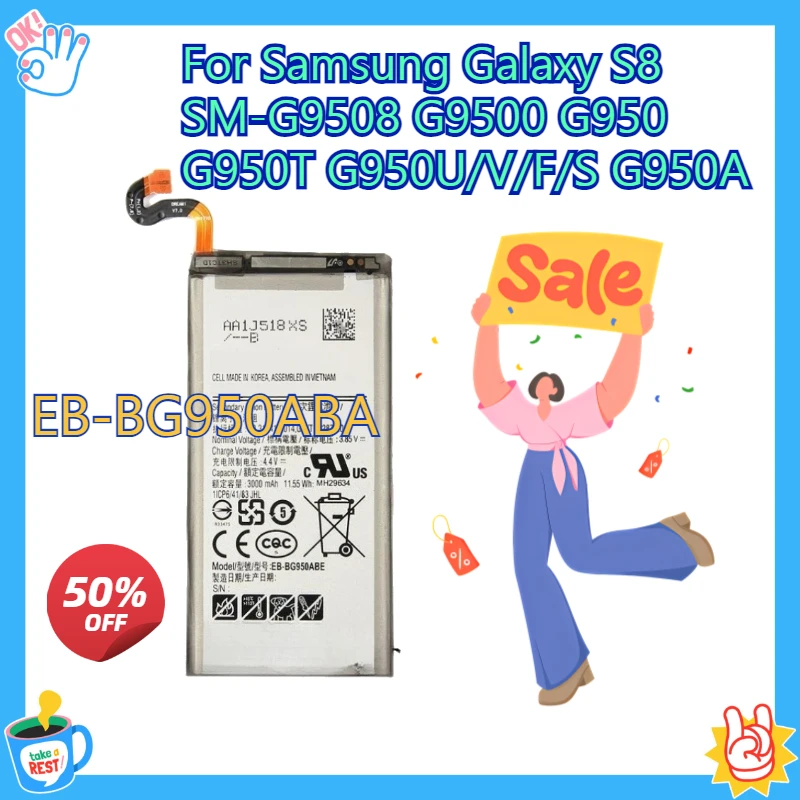 

Mobile Phone Battery 3000mah EB-BG950ABA EB-BG950ABE for Samsung Galaxy S8 SM-G9508 G9500 G950 G950T G950U/V/F/S G950A
