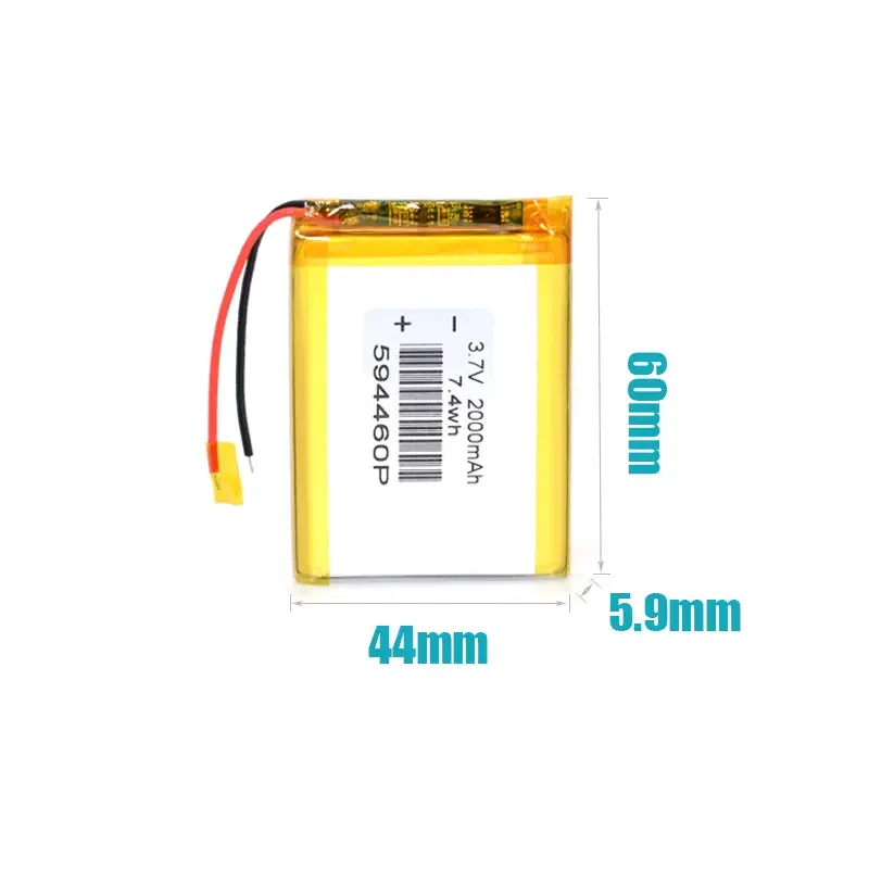 

594460P 594460 3.7V polymer lithium Rechargeable Battery 2000mAh for Projector Portable Instrumentation