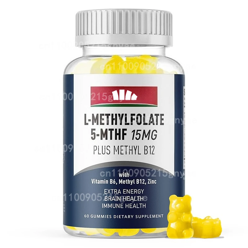 

Methyl Folate Gummies, Folate Supplements Promote Brain, Heart Health and Immunity, Non GMO, Vegetarian, Gluten Free-60pills