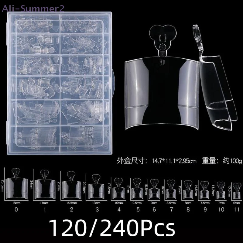 120/240pcs Fake Toe Nail Tips Transparent Half Cover Toenail For Pedicure Square Press On Toenails For Women Nail Salons DIY