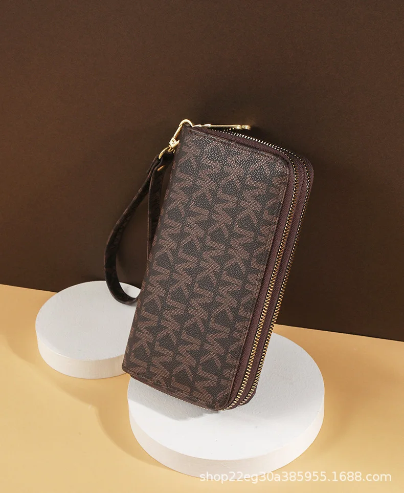 Damen-Geldbörse Lang mit Großer Kapazität, Münzfach und Doppelreißverschluss, Multifunktionale Clutch-Tasche für Mobiltelefone und Münzen – Detail 13