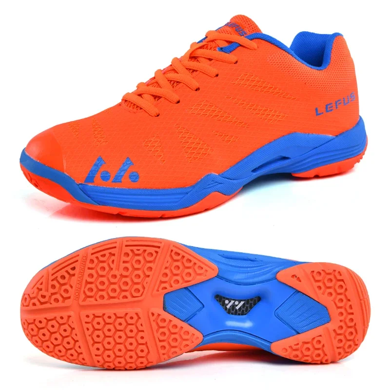 Men Badminton Shoes Men Women Breathable Badminton Sneakers Orange Blue Training Volleyball Sneaker Men Lightweight Tennis Shoes