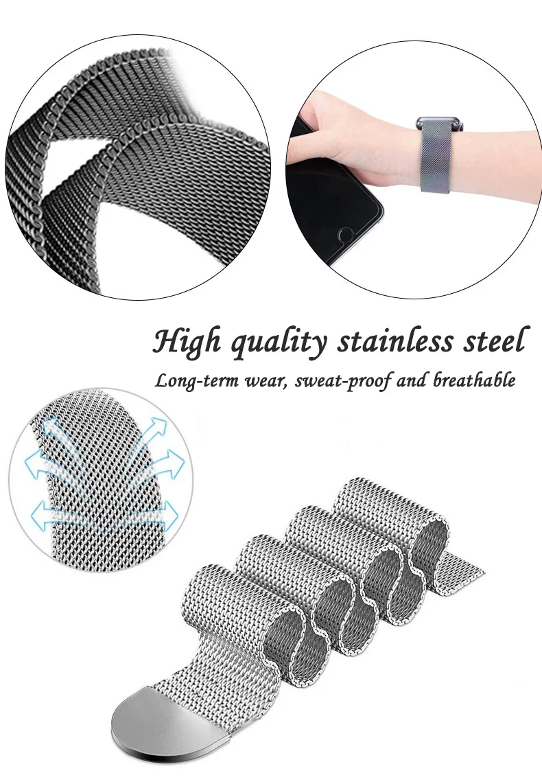 Stainless Steel Milan Mesh Strap For Apple Watch Band 49mm 45mm 44mm 40mm For iwatch Serie 9 8 7 6 5 Ultra Light Women Bracelet