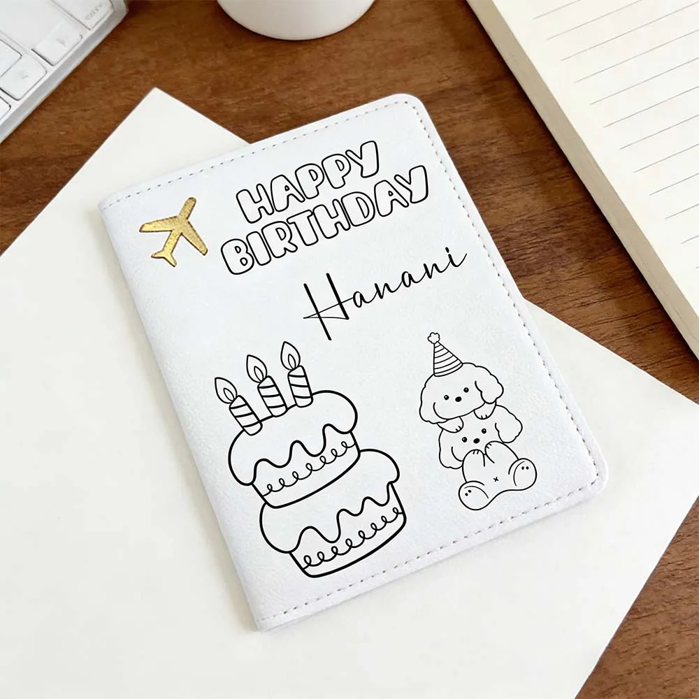 

1pc Personalized Name Passport Cover Dad Gift Leather Passport Wallet with Card Slot Classic Style